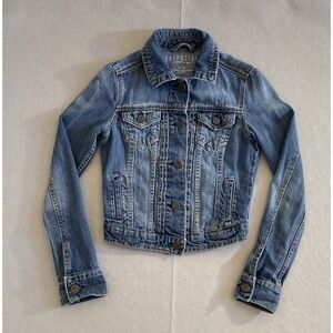 Aeropostale Crop Jean Jacket Size XS Cotton Trucker Y2K Rodeo Western Cowgirl